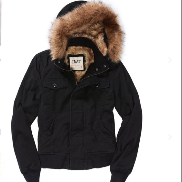 Aritzia Jackets & Blazers - TNA Fur Lined Black Bomber Style Winter Jacket